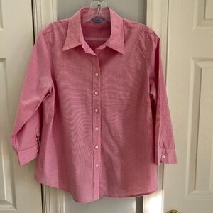 Vintage IZOD Pink Chambray Button down Blouse Sz Large